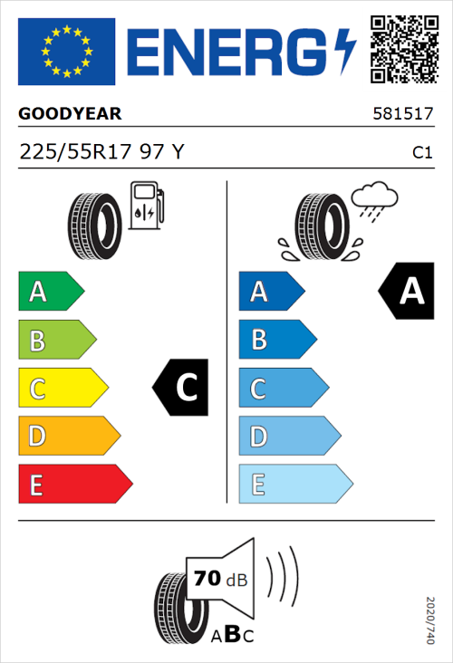 Tyre Label for Goodyear Eagle F1 Asymmetric 6 225/55R17 97Y