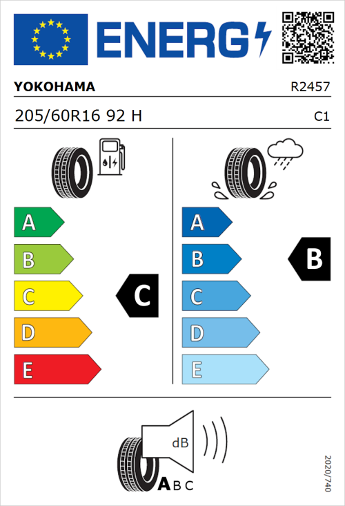 Tyre Label for Yokohama BluEarth-Es ES32 205/60R16 92H