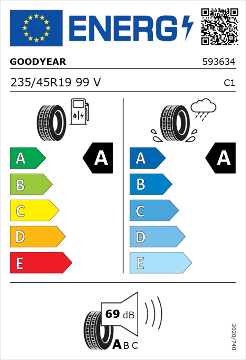Tyre Label for Goodyear Eagle F1 Asymmetric 6 235/45R19 99V