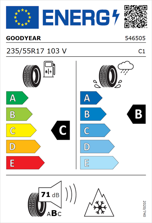 Tyre Label for Goodyear Vector 4Seasons Gen-2 235/55R17 103V